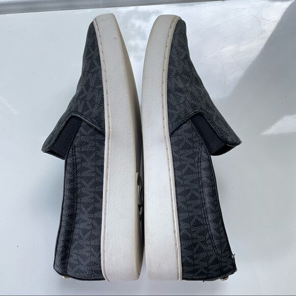MICHAEL MICHAEL KORS Keaton Logo Slip-On Sneakers, Black Coated Canvas sz 7.5M - Picture 9 of 10